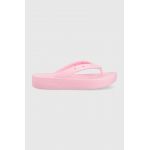 Crocs șlapi Classic Platform Flip femei, culoarea roz, cu platforma, 207714 207714.6S0-6S0