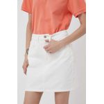Gant fusta jeans culoarea bej, mini, drept
