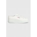 Superga tenisi 2740 PLATFORM femei, culoarea alb, S21384W