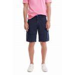 Desigual pantaloni scurti din bumbac culoarea albastru marin