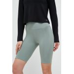 Reebok pantaloni scurți de antrenament Lux culoarea verde, neted, high waist