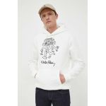 GAP bluza barbati, culoarea alb, cu glugă, cu imprimeu