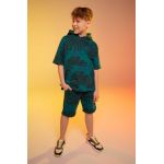 Coccodrillo hanorac de bumbac pentru copii culoarea verde, cu glugă, modelator