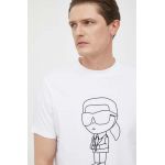 Karl Lagerfeld tricou barbati, culoarea alb, cu imprimeu