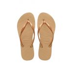 Havaianas slapi SLIM FLATFORM femei, culoarea auriu, cu toc plat, 4144537.0570