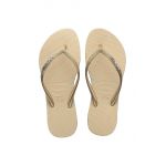 Havaianas slapi SLIM SPARKLE II femei, culoarea bej, cu toc plat, 4146093.0154