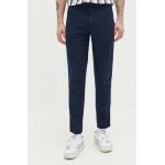 Abercrombie & Fitch pantaloni din in culoarea albastru marin, mulata