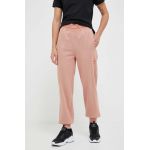 adidas by Stella McCartney pantaloni de trening din bumbac culoarea portocaliu, cu imprimeu