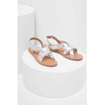 Answear Lab sandale de piele femei, culoarea argintiu