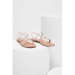 Answear Lab sandale de piele femei, culoarea roz