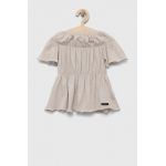Sisley bluza din bumbac culoarea gri, neted