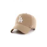 47brand șapcă de baseball din bumbac MLB Los Angeles Dodgers culoarea bej, cu imprimeu  B-NLRGW12GWS-KHA