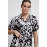 Medicine camasa femei, culoarea negru, cu guler clasic, relaxed