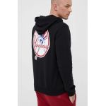 47brand bluza MLB New York Yankees barbati, culoarea negru, cu glugă, cu imprimeu