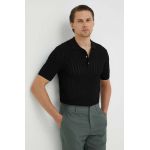 Bruuns Bazaar tricou polo River Saint barbati, culoarea negru, modelator