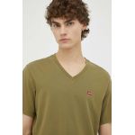 Levi's tricou din bumbac culoarea verde, neted