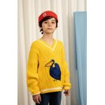 Mini Rodini pulover de bumbac pentru copii culoarea galben