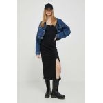 Pepe Jeans rochie jeans Nuria culoarea negru, midi, mulata