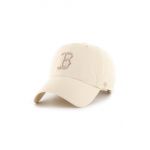 47brand șapcă de baseball din bumbac MLB Boston Red Sox culoarea bej, cu imprimeu  B-NLRGW02GWS-NTA