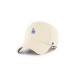 47brand șapcă de baseball din bumbac MLB Los Angeles Dodgers culoarea bej, cu imprimeu  B-BSRNR12GWS-NTA