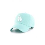 47brand șapcă de baseball din bumbac MLB Los Angeles Dodgers culoarea turcoaz, cu model  B-RGW12GWSNL-TFC