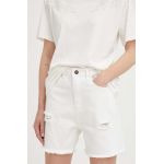 Answear Lab pantaloni scurti din bumbac culoarea alb, neted, high waist