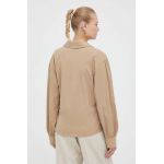 2NDDAY bluza femei, culoarea bej, neted