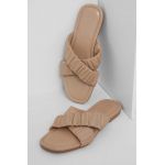 Answear Lab slapi de piele femei, culoarea bej
