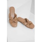 Answear Lab slapi de piele femei, culoarea bej