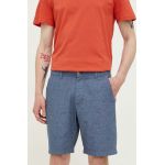 Hollister Co. pantaloni scurți din amestec de in culoarea albastru marin