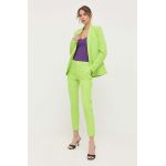 Morgan pantaloni femei, culoarea verde, fason tigareta, medium waist