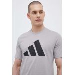 adidas Performance tricou de antrenament Train Essentials Feelready Logo culoarea gri, cu imprimeu IB8276