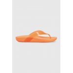Crocs șlapi Splash Glossy Flip femei, culoarea portocaliu, cu toc plat, 208534