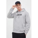 adidas bluza barbati, culoarea gri, cu glugă, cu imprimeu
