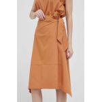 Dkny fusta culoarea maro, midi, evazati