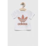 adidas Originals tricou de bumbac pentru copii culoarea alb