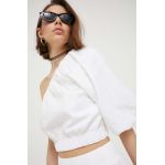 Abercrombie & Fitch bluza din in culoarea alb, neted