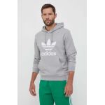adidas Originals hanorac de bumbac barbati, culoarea gri, cu glugă, modelator