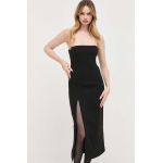 Bardot rochie culoarea negru, midi, drept