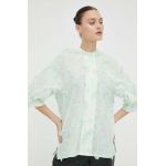 Day Birger et Mikkelsen camasa Charlie femei, culoarea verde, cu guler stand-up, relaxed
