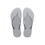 Havaianas slapi SLIM SPARKLE II femei, culoarea gri, cu toc plat, 4146937.3498