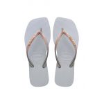 Havaianas slapi SQUARE GLITTER femei, culoarea gri, cu toc plat, 4148102.3498