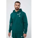 adidas bluza barbati, culoarea verde, cu glugă, cu imprimeu