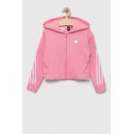 adidas bluza copii culoarea roz, cu glugă, cu imprimeu