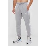 adidas pantaloni de trening din bumbac culoarea gri, melanj IC0052