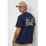GAP tricou din bumbac culoarea albastru marin, cu imprimeu