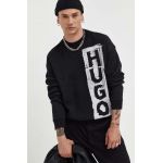 HUGO pulover din amestec de lana barbati, culoarea negru, light
