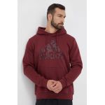 adidas bluza barbati, culoarea bordo, cu glugă, cu imprimeu