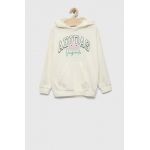 adidas Originals bluza copii culoarea bej, cu glugă, cu imprimeu