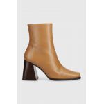 Alohas cizme de piele South femei, culoarea maro, cu toc drept, S00013.893